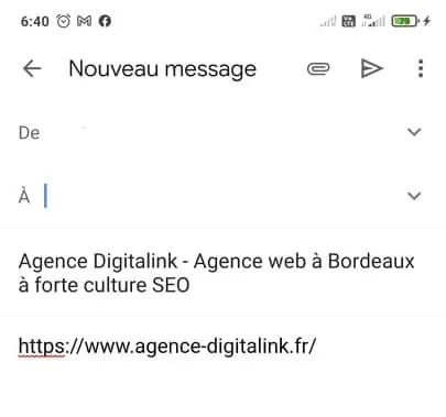 Balise title reprise en objet d'un mail de partage