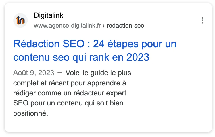 Emplacement de la balise meta title dans un résultat de recherche Google