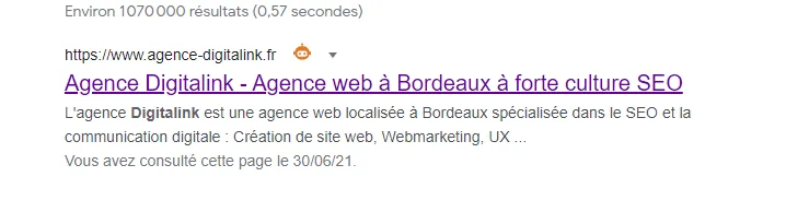Balise title affichée dans la SERP