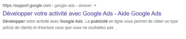 Exemple de balise title contenant un verbe d'action