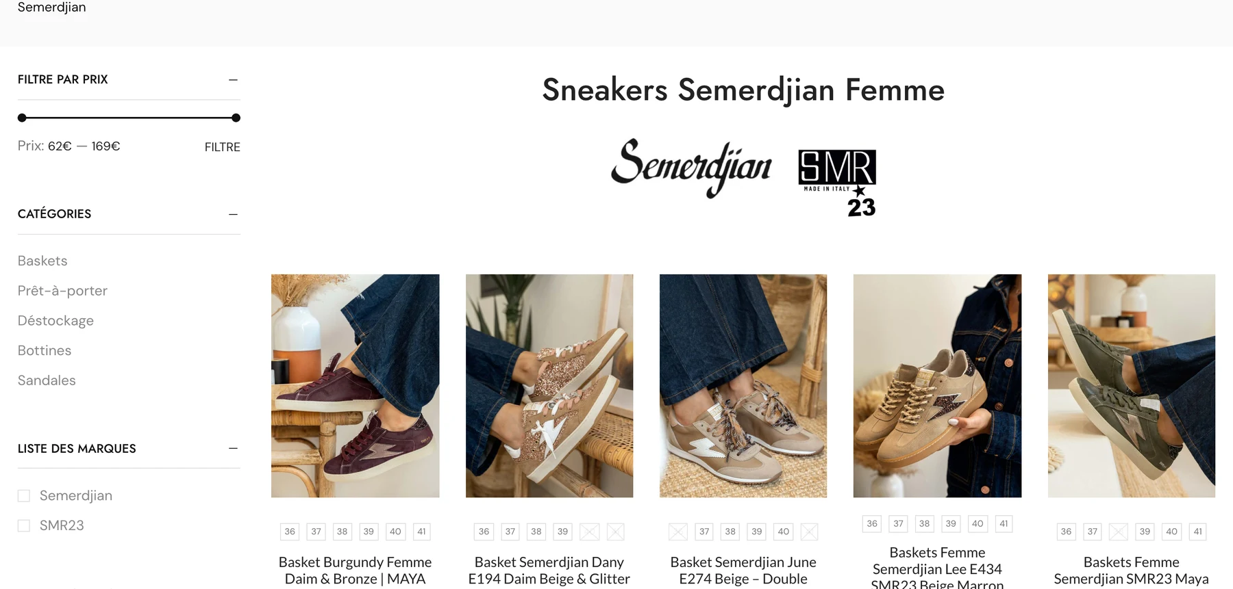 Page des sneakers Semerdjian sur corner-shoes.com