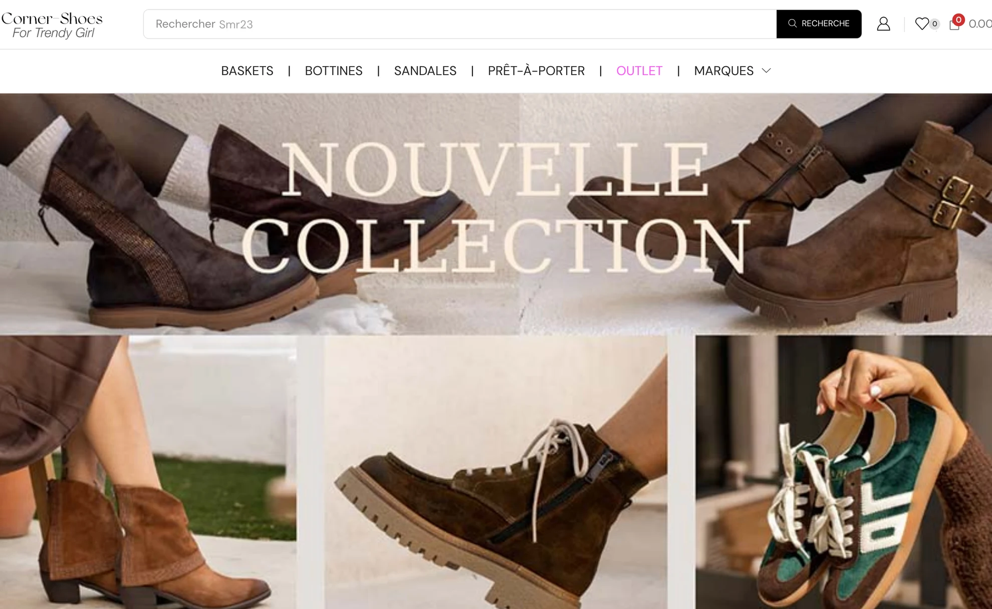 Page d'accueil de la boutique corner-shoes.com