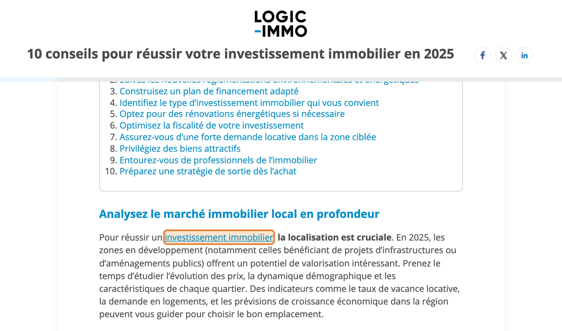Article de Logic-Immo avec un lien vers finance-heros.fr