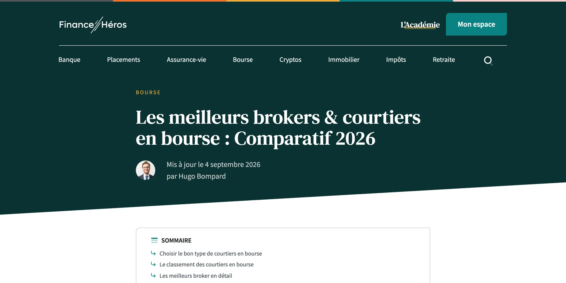 Page Meilleurs brokers et courtiers en bourse de finance-heros.fr