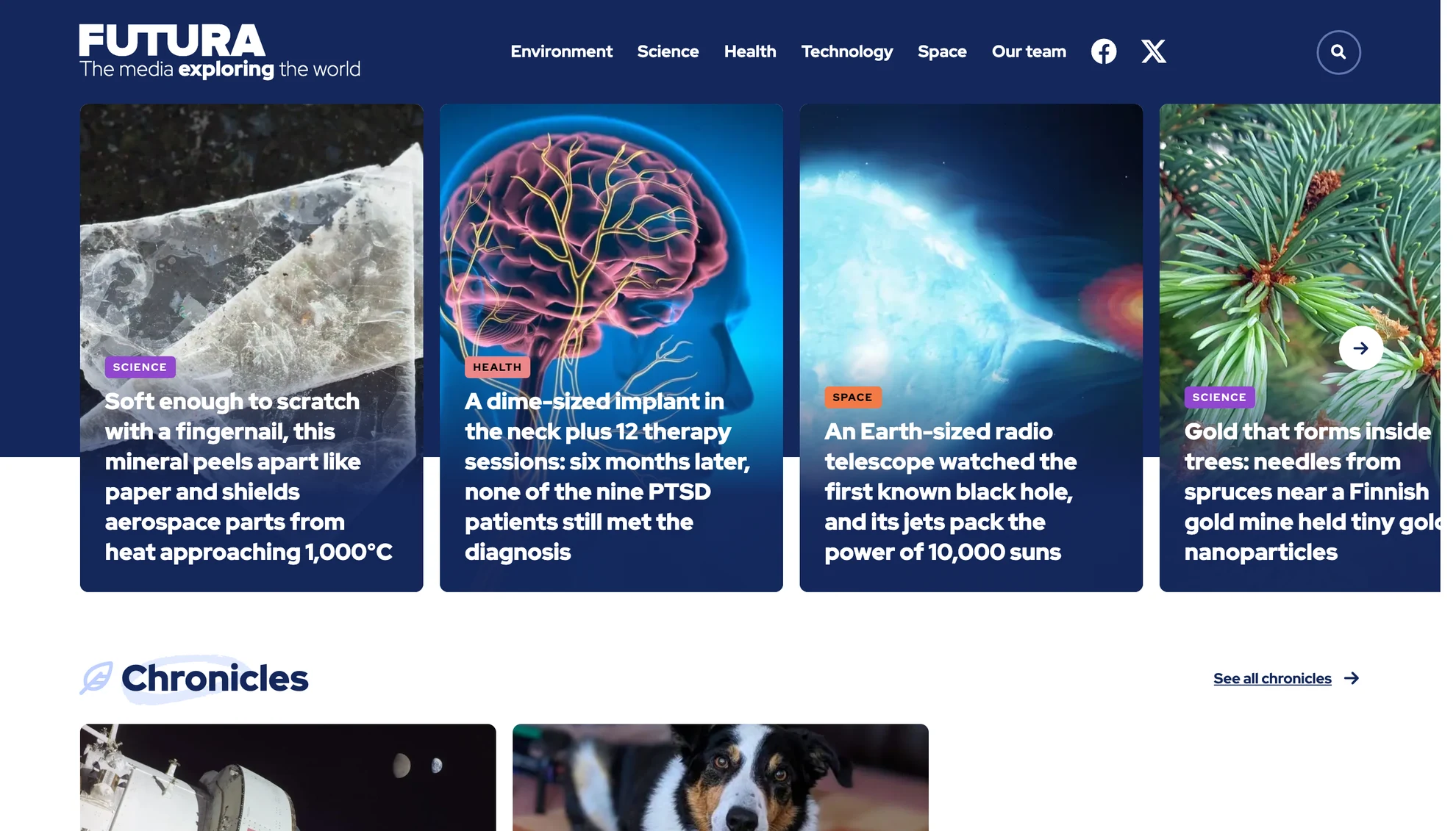 Page d'accueil de Futura en anglais