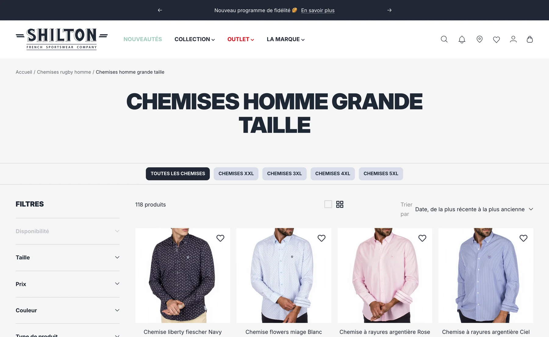 Collection Chemises homme grande taille sur shilton.fr
