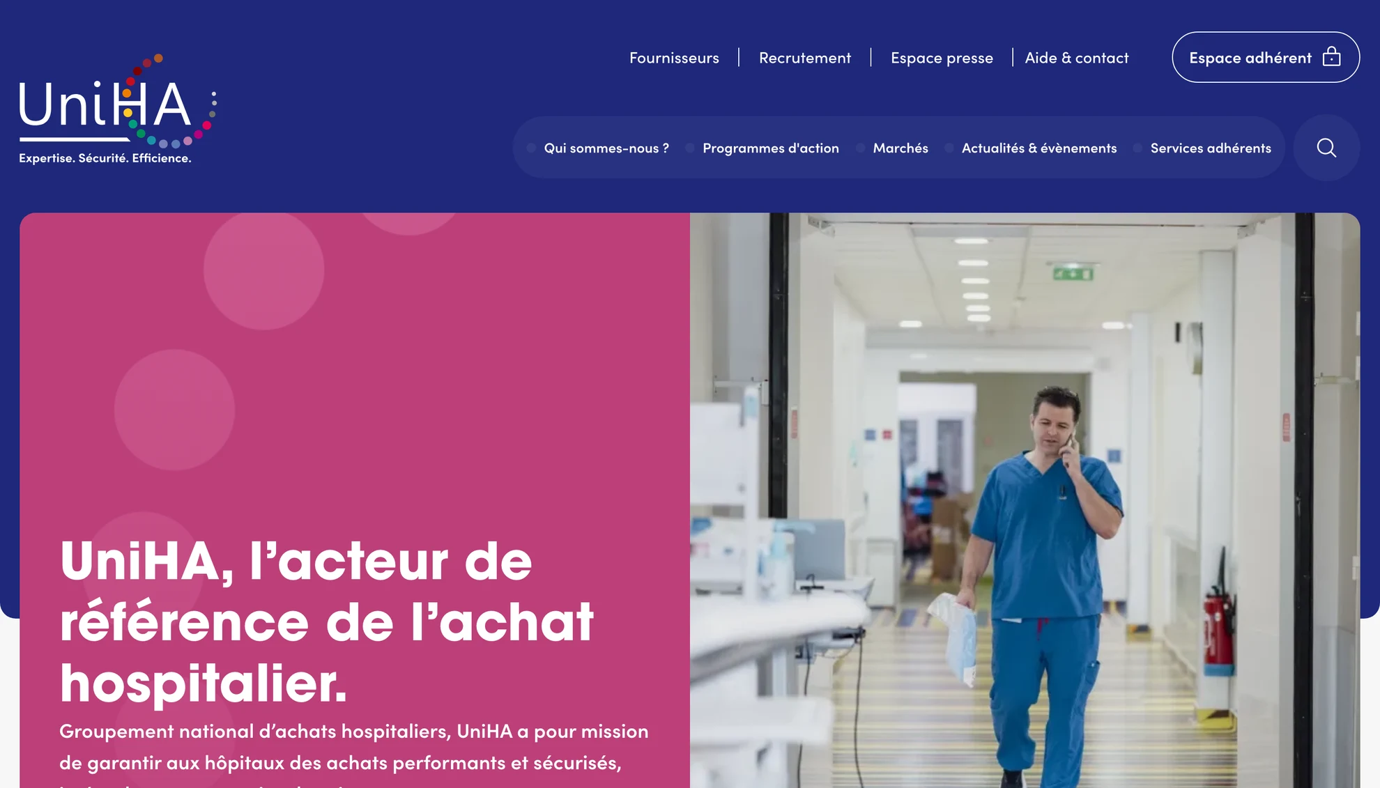 Page d'accueil du nouveau site uniha.org