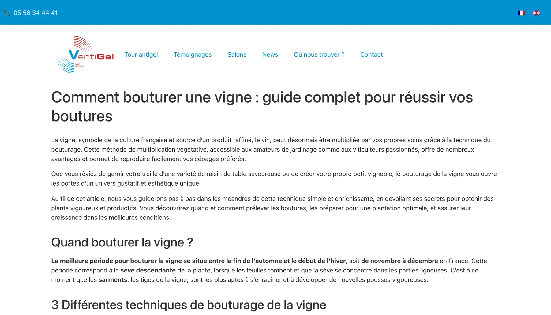 Guide Comment bouturer une vigne sur ventigel.fr